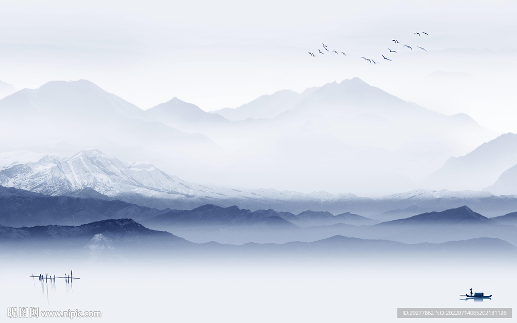 高清 简约客厅山水 Tif分层