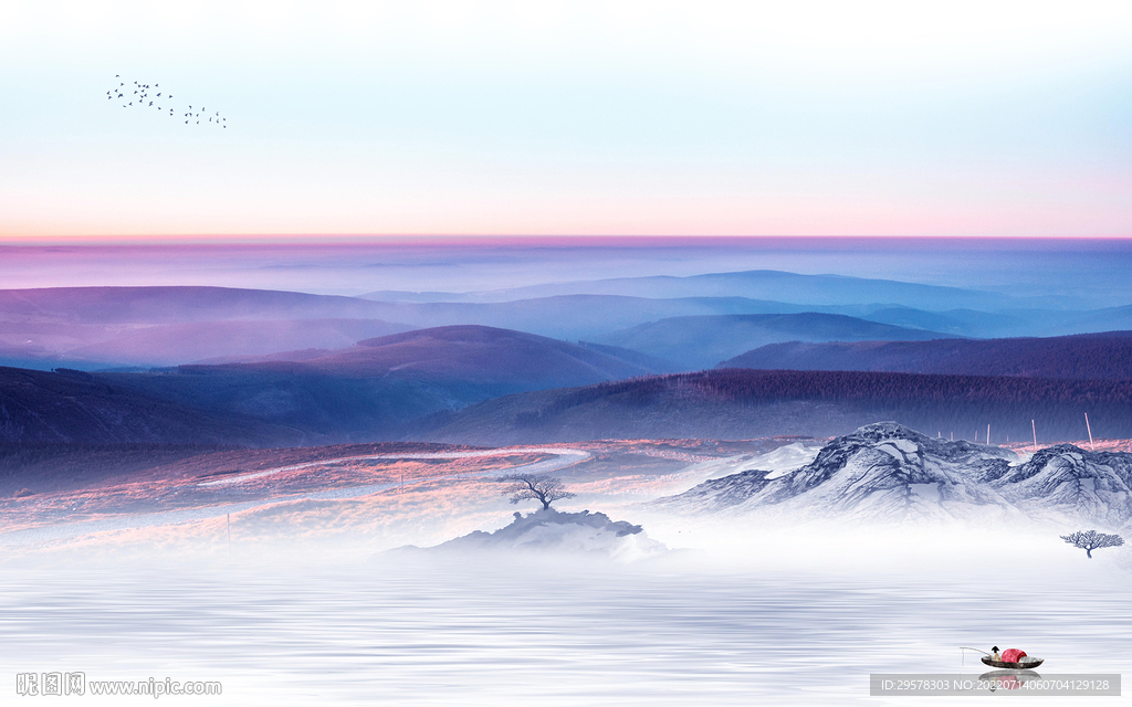 简约 别墅客厅山水 TIf分层