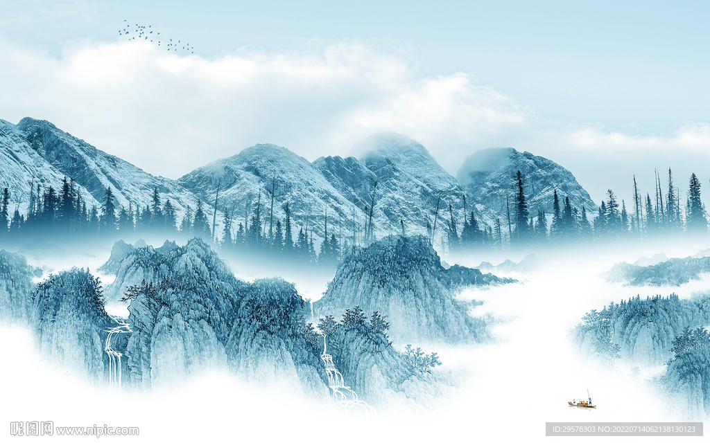 高档 别墅客厅山水 TIf分层