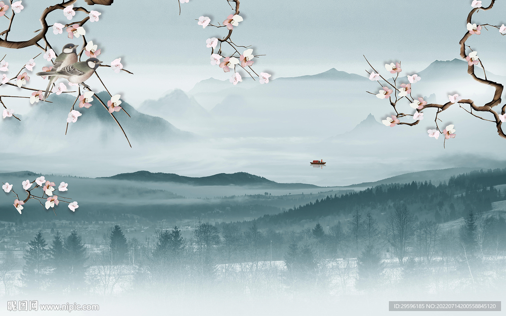 高档 现代新山水画 TIf分层