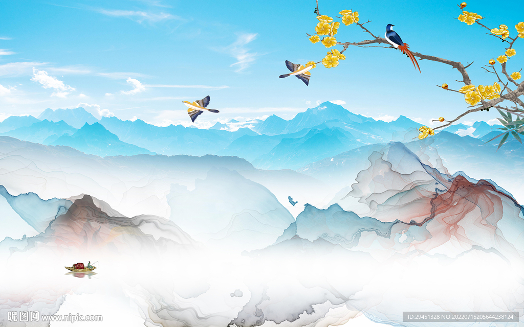 别墅高档中式山水 Tif分层