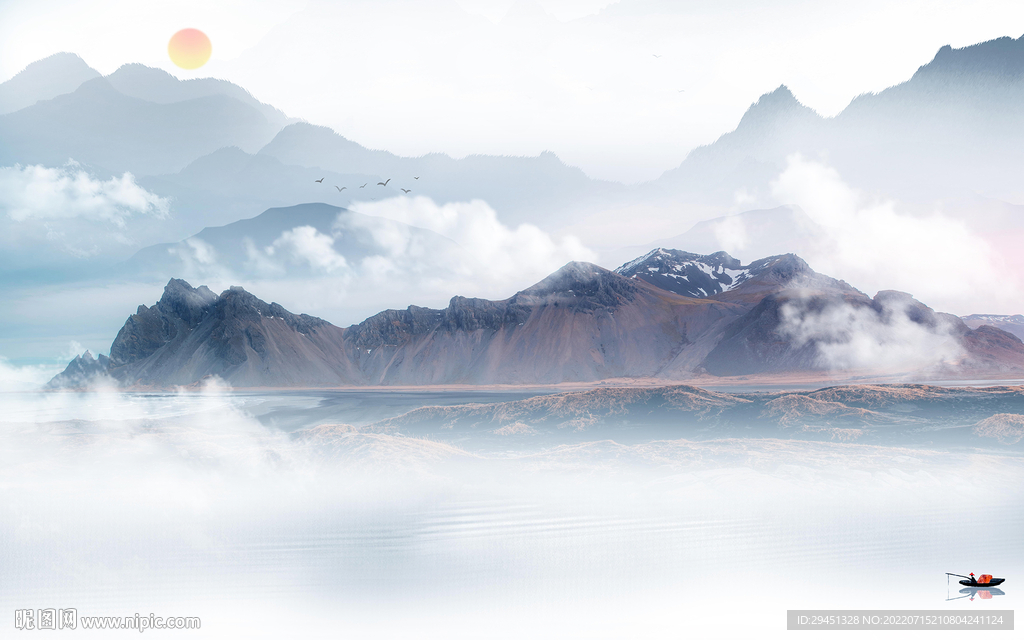 新款高档中式山水 Tif分层