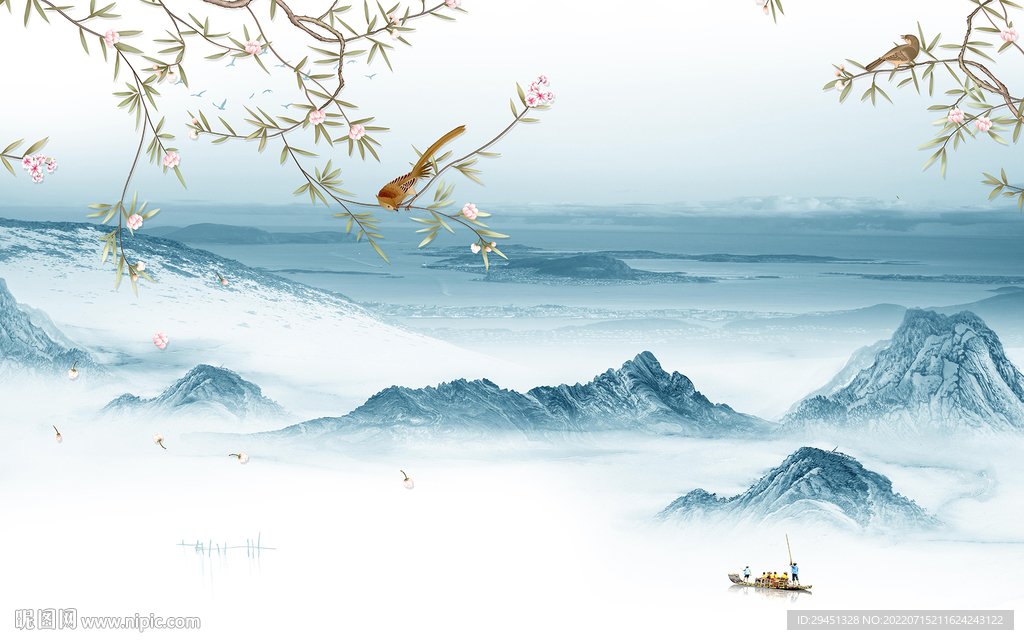 大气 高档中式山水 Tif分层