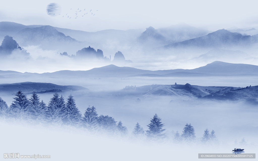 简约新山水背景画 TIf分层