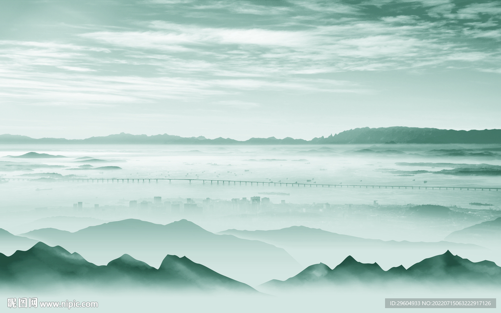 中国风新山水背景画 TIf分层