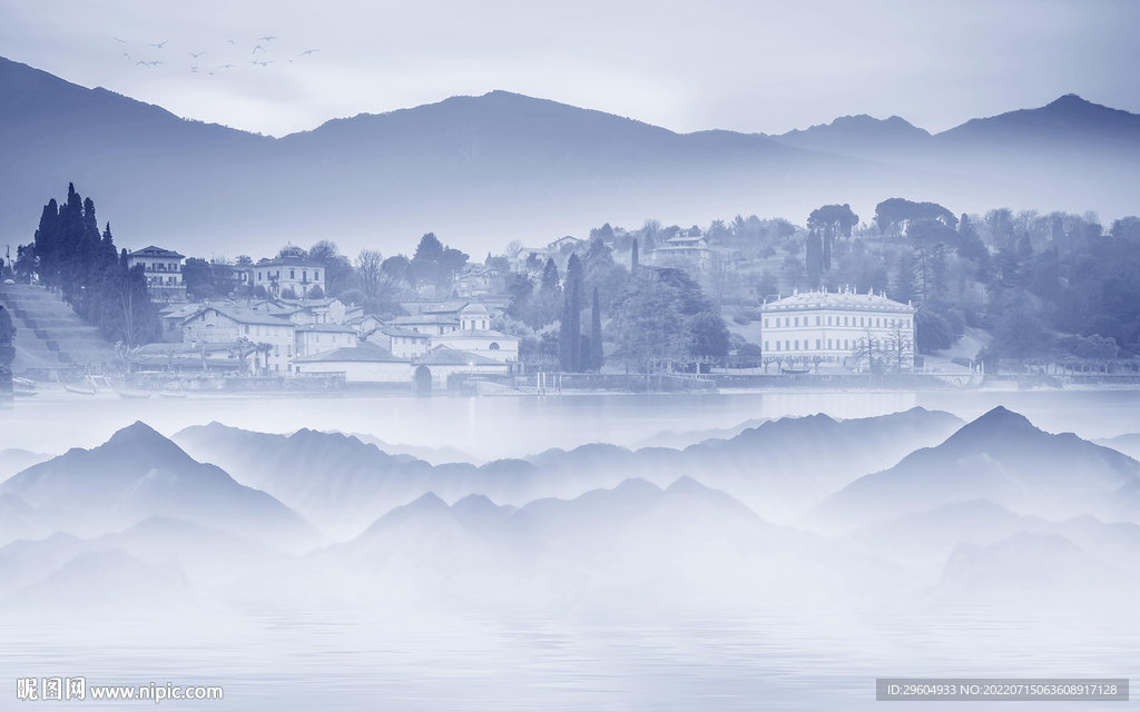 中式 新山水背景画 TIf分层