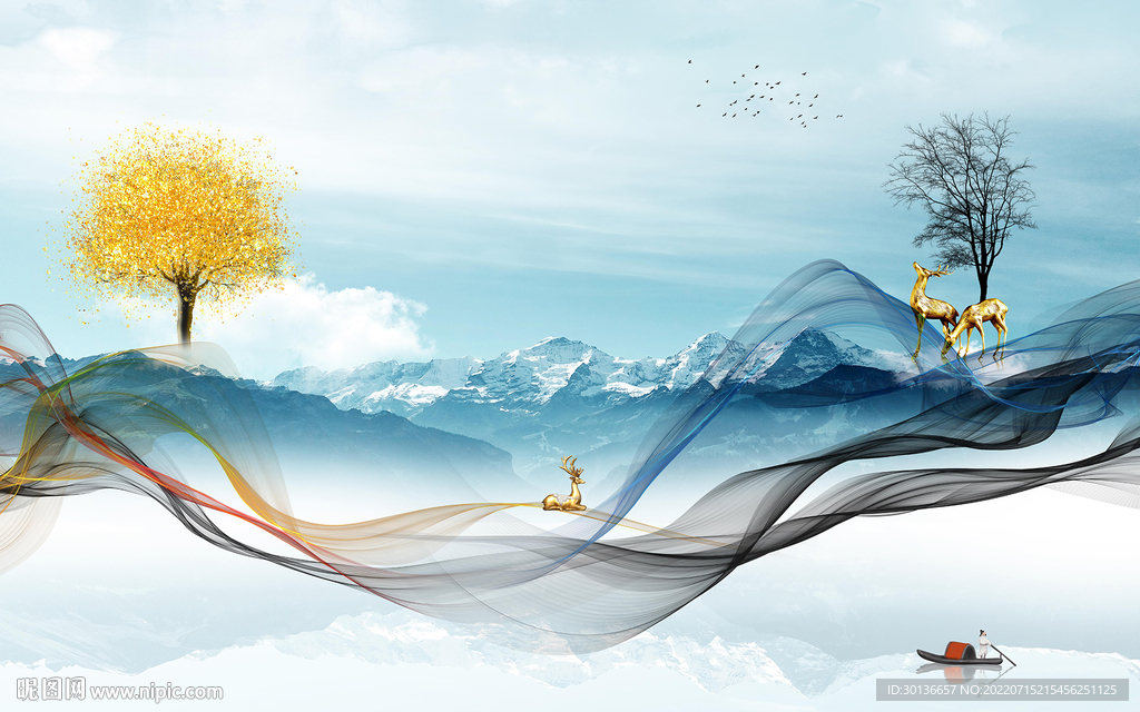 中国风新款大气山水 TiF分层