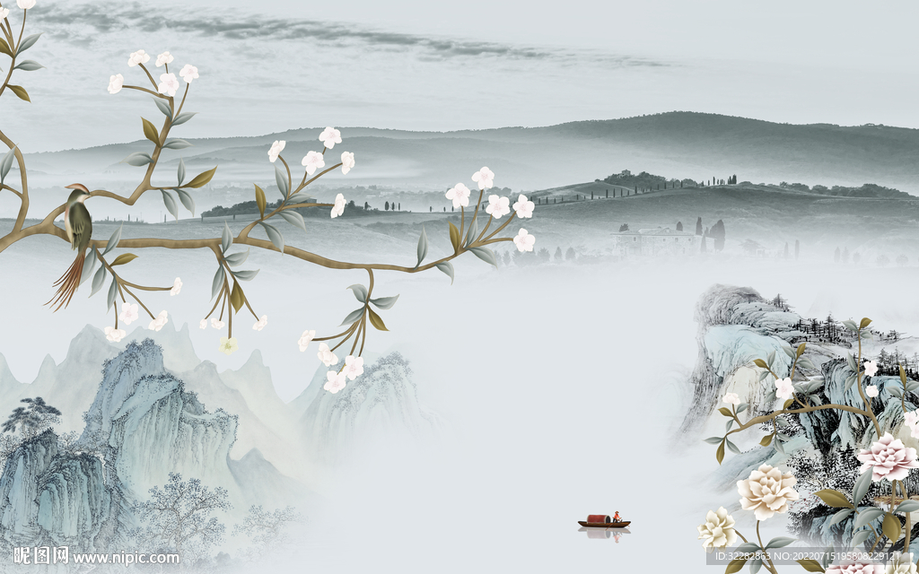 中国风高清背景山水 TIf分层