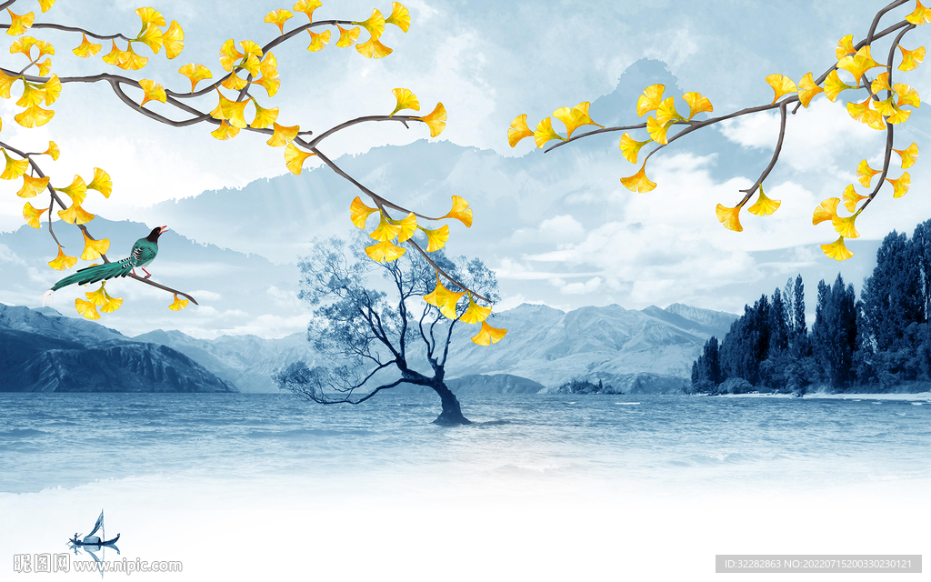 新中式高清背景山水 TIf分层