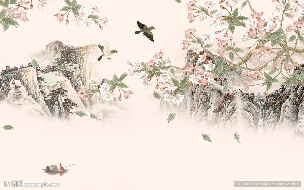 国画高清背景山水 TIf分层