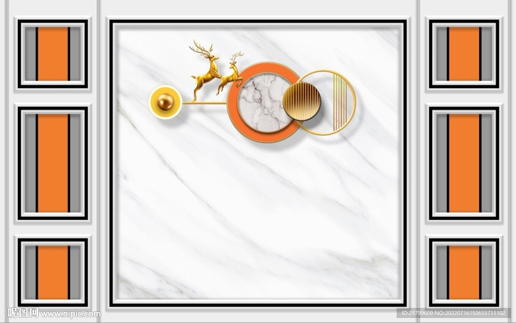 大理石纹几何圆圈鹿