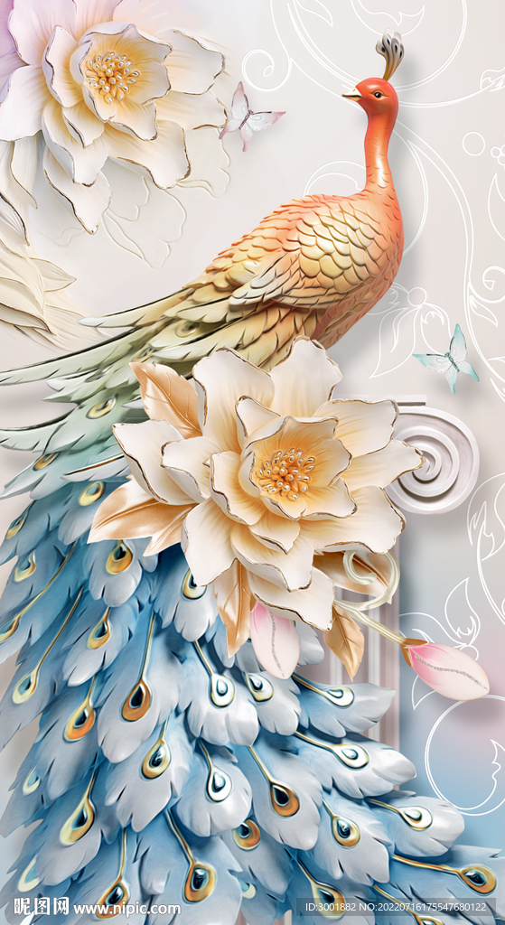 轻奢装饰画 孔雀