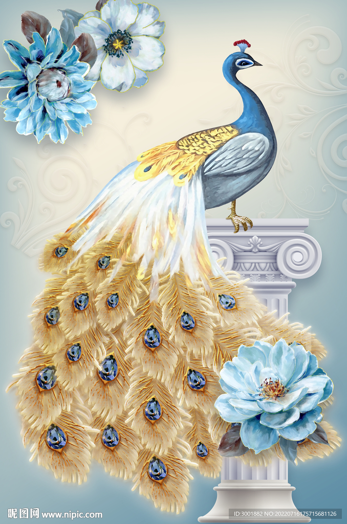 轻奢装饰画 孔雀