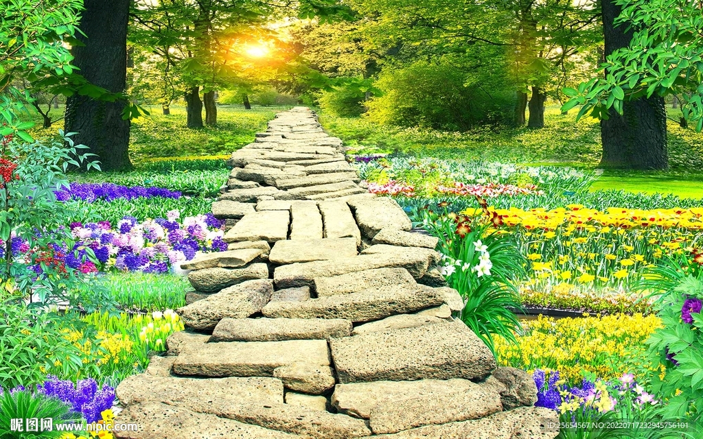 走道梦幻大树电视背景墙