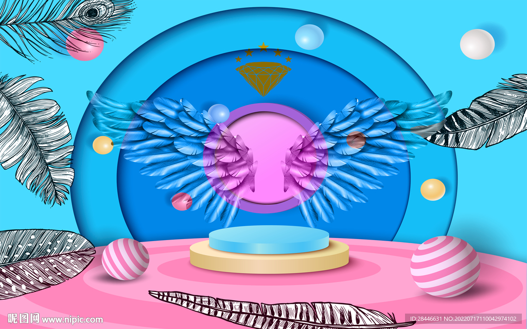 网红翅膀打卡直播背景墙