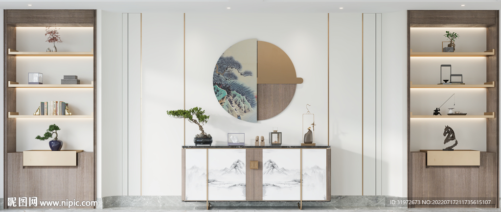 新中式背景墙3D墙纸