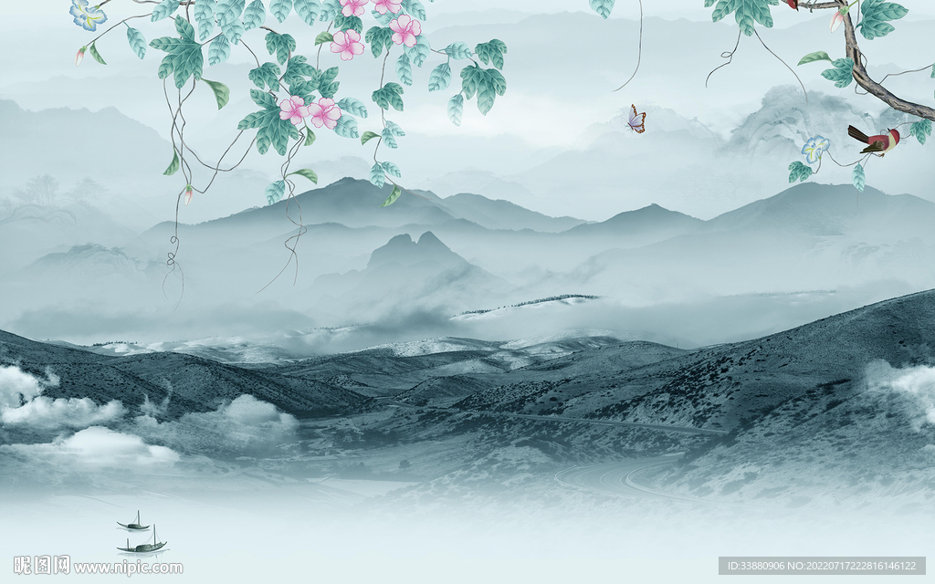 现代中式高清山水 Tif分层