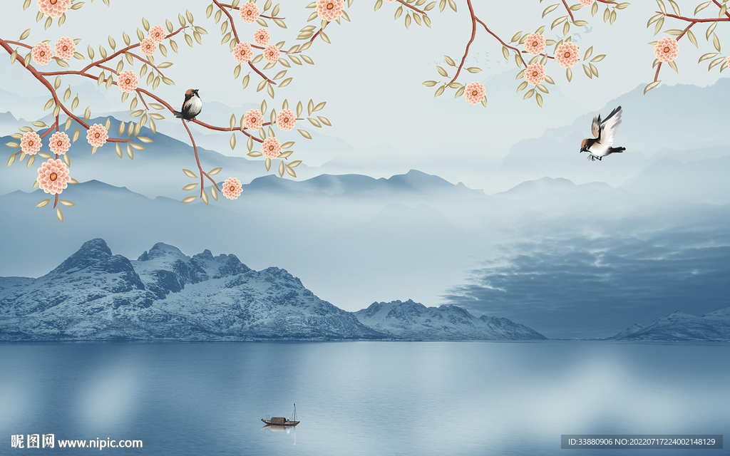 花鸟中式高清山水 Tif分层