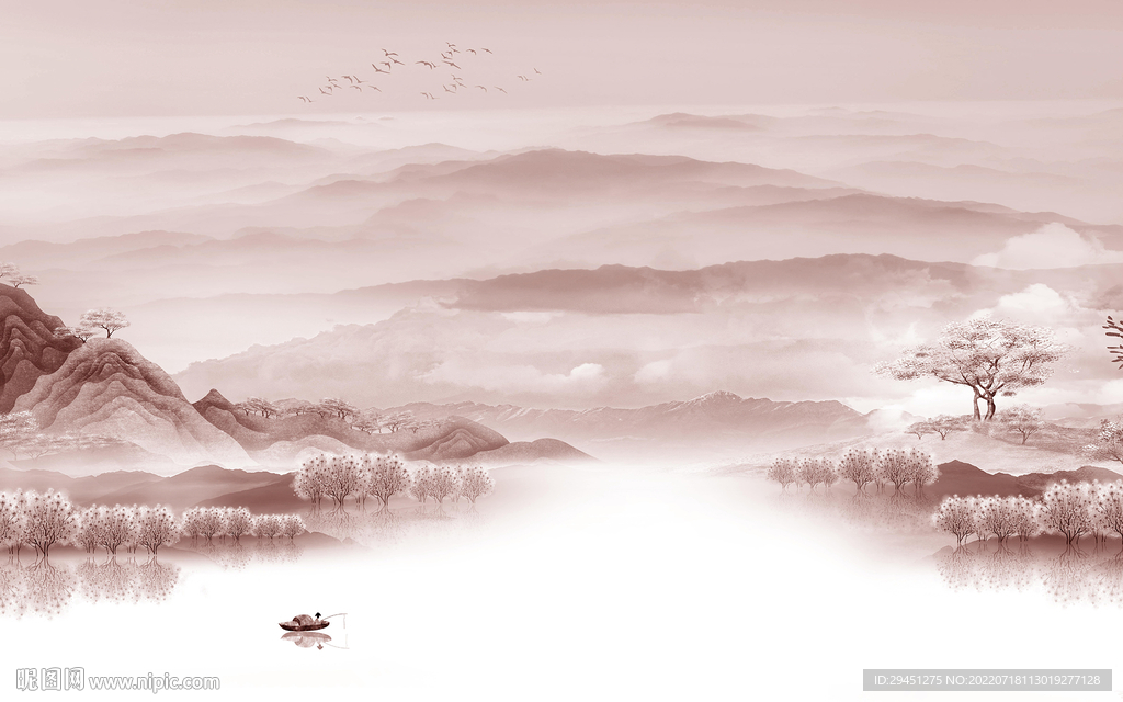 高清高端中式山水 Tif分层