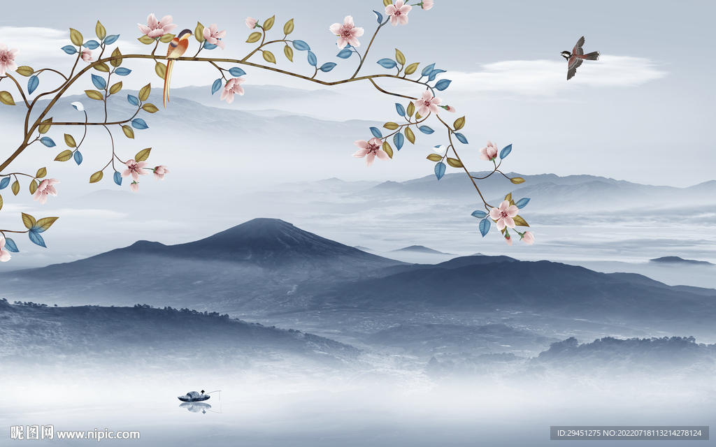 高档 高端中式山水 Tif分层