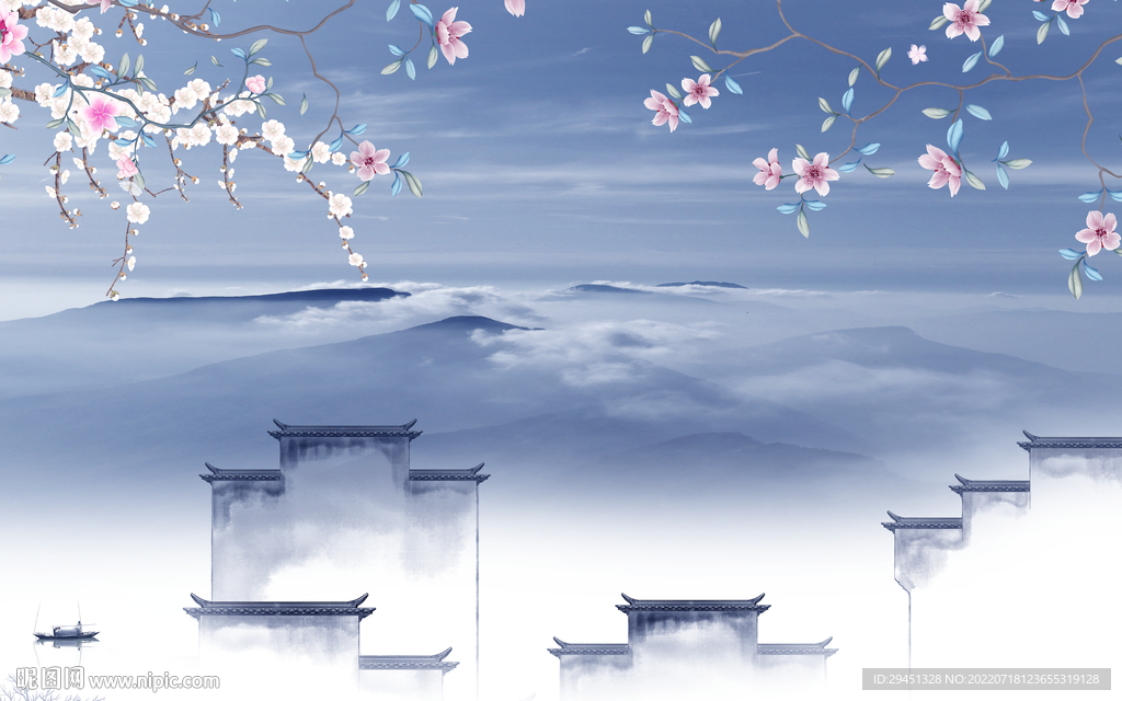 简约大气客厅山水 Tif分层