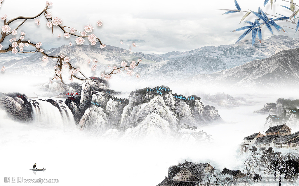 国画客厅新山水画 TIf分层