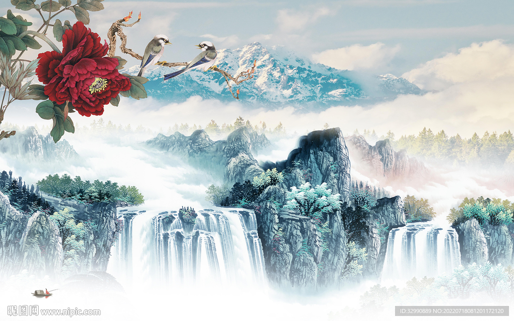 客厅简约山水新画 TIf分层