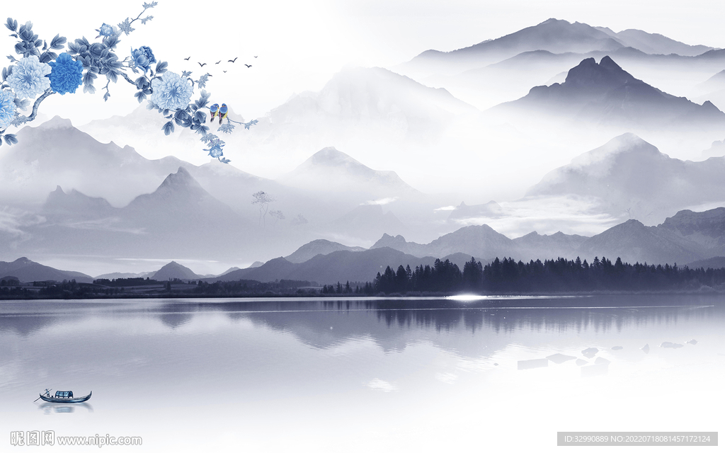 爆款简约山水新画 TIf分层