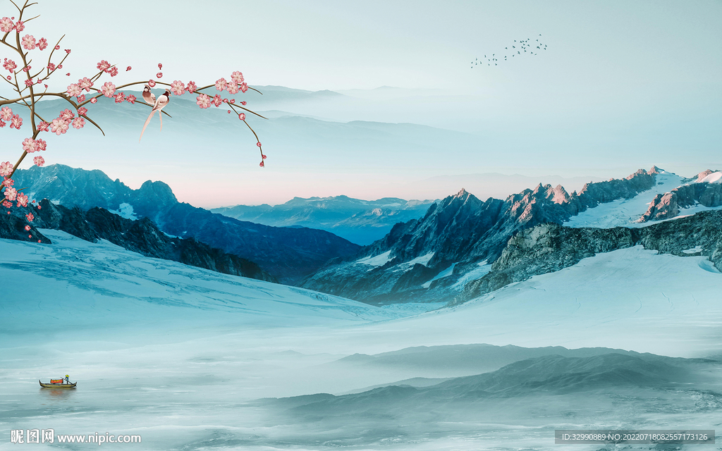 最新简约山水新画 TIf分层