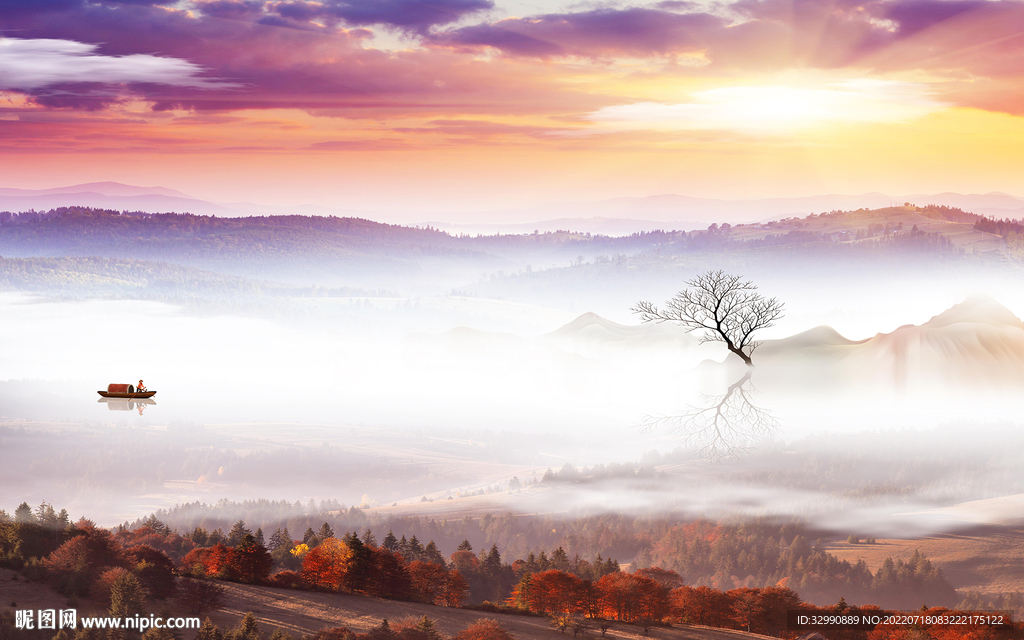 现代 简约山水新画 TIf分层