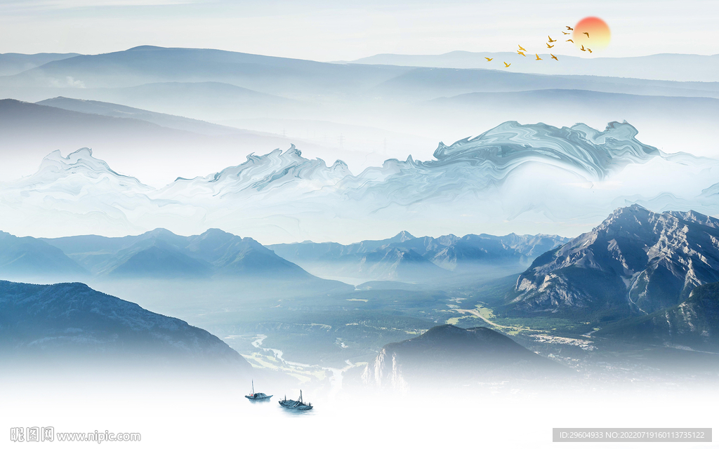 大气新别墅山水画 TIf分层