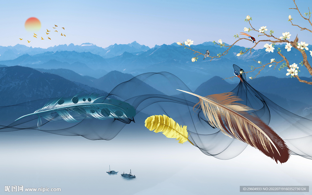 高档 新别墅山水画 TIf分层