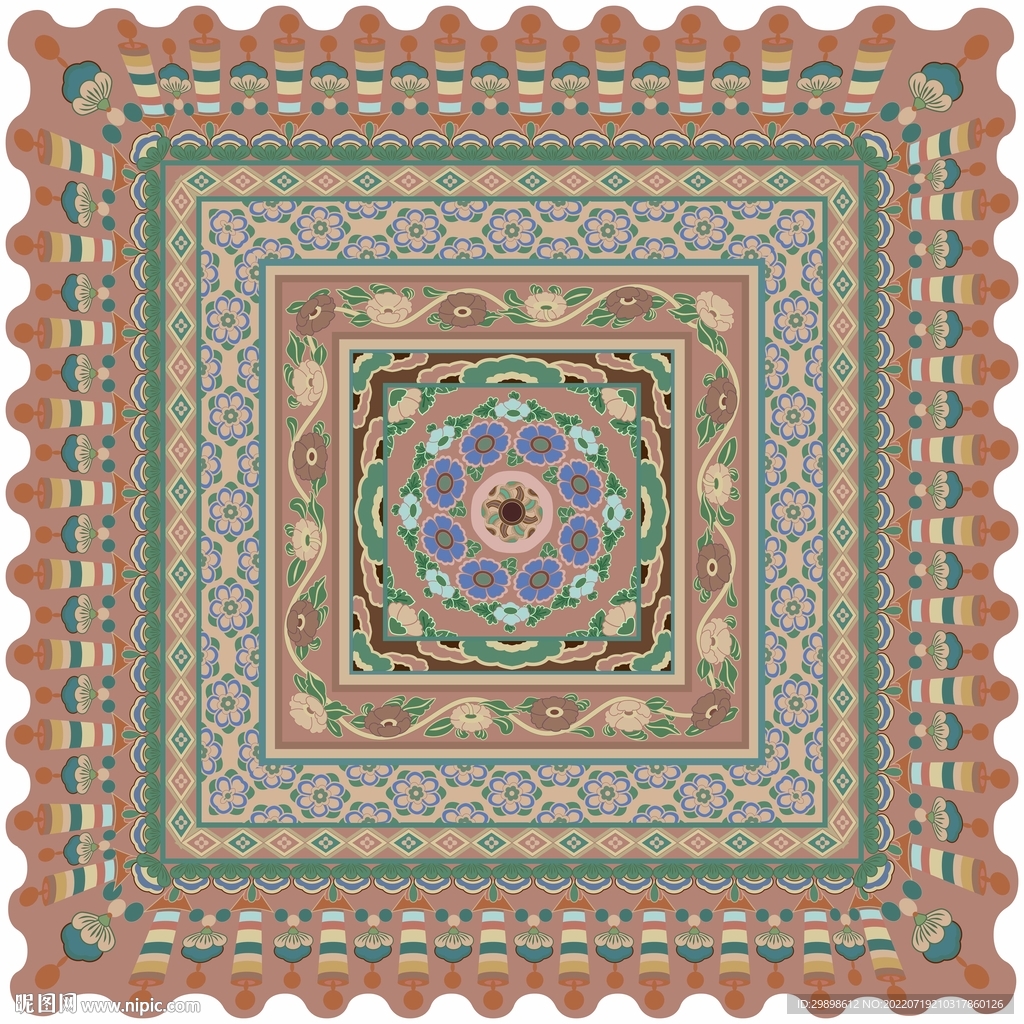 敦煌莫高窟壁画茶花纹藻井图案