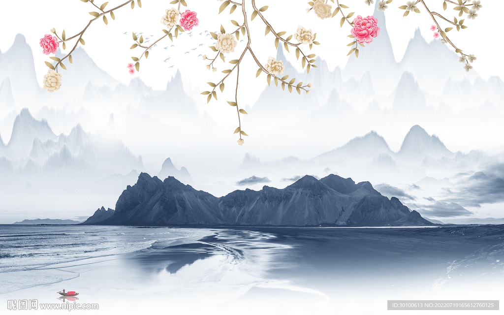 新款现代简约山水 Tif分层