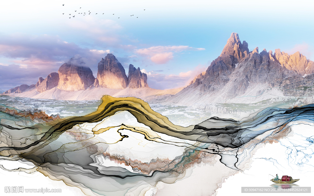 高端客厅新山水画 TIf分层