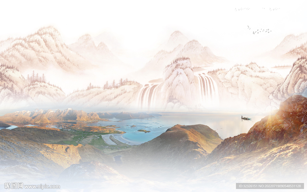 别墅中式最新山水 Tif分层