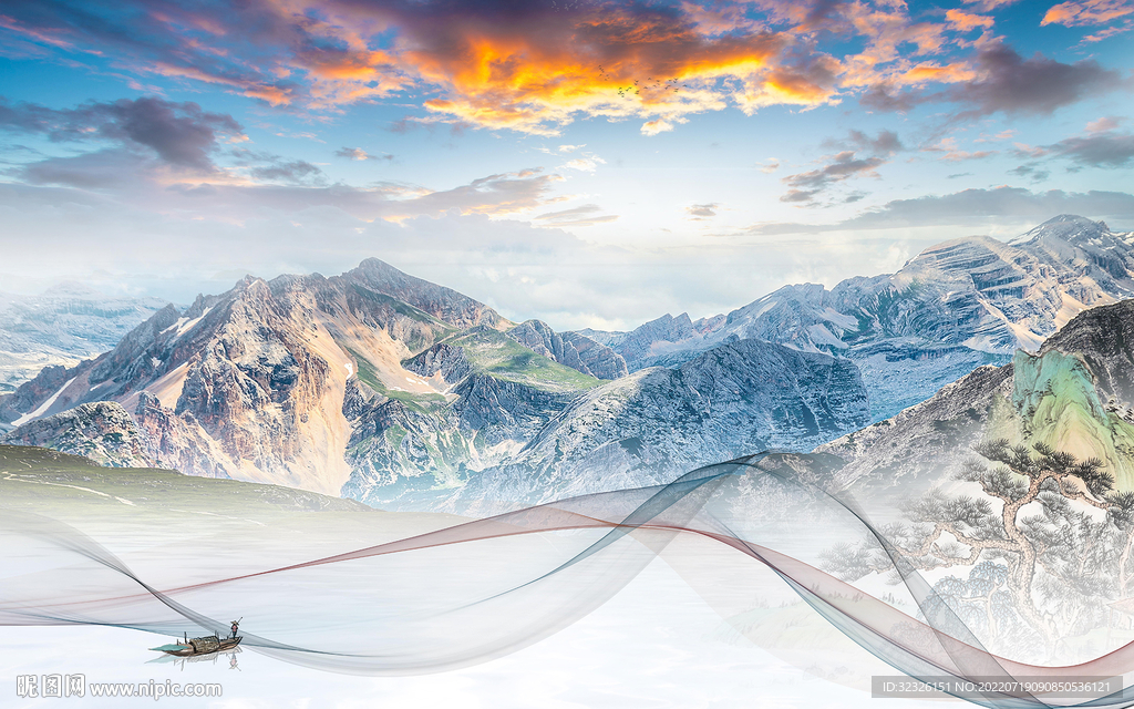 高端中式最新山水 Tif分层