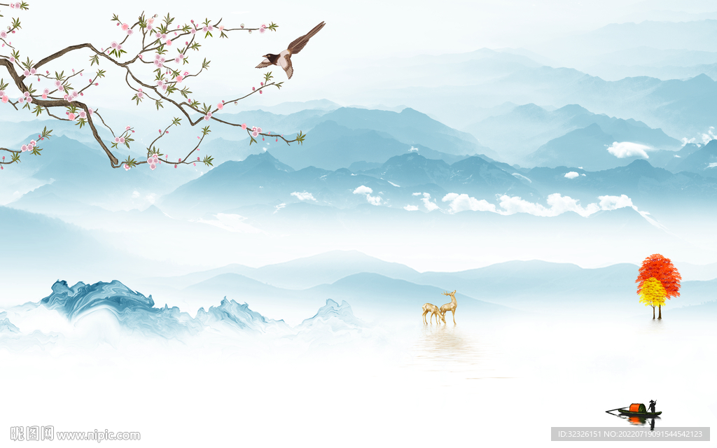 简约中式最新山水 Tif分层