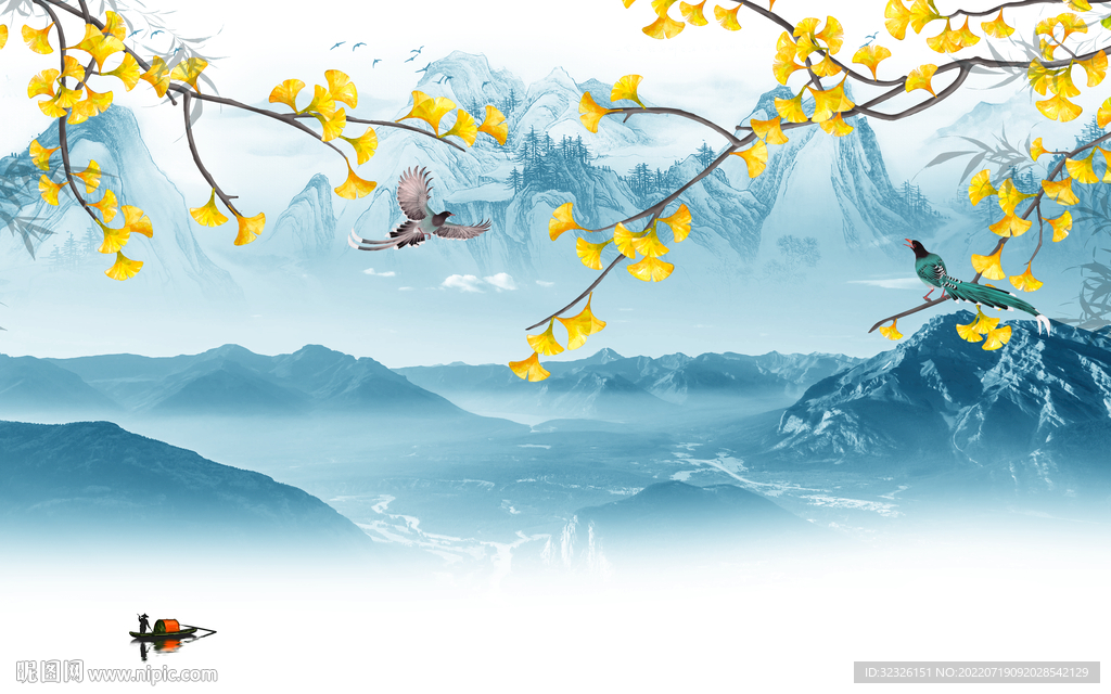 花鸟中式最新山水 Tif分层