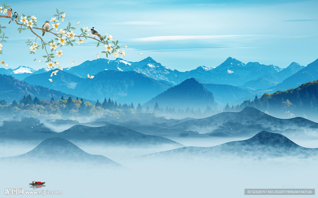 高档 中式最新山水 Tif分层