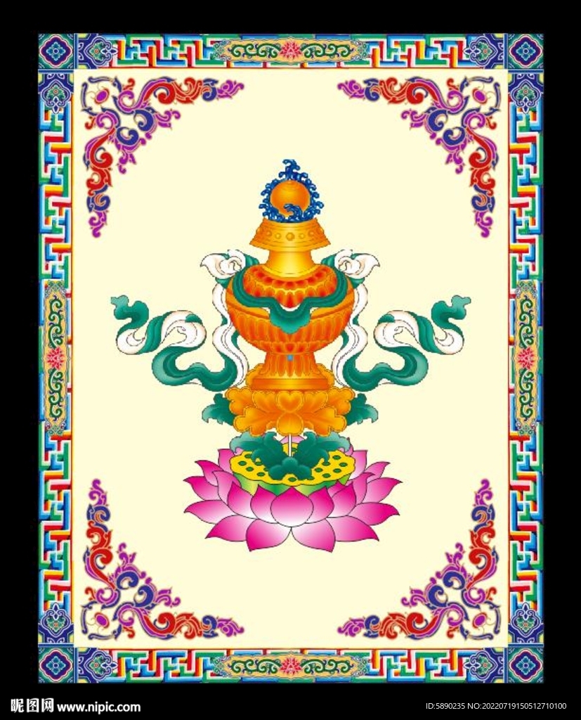 藏式风格八宝图展板