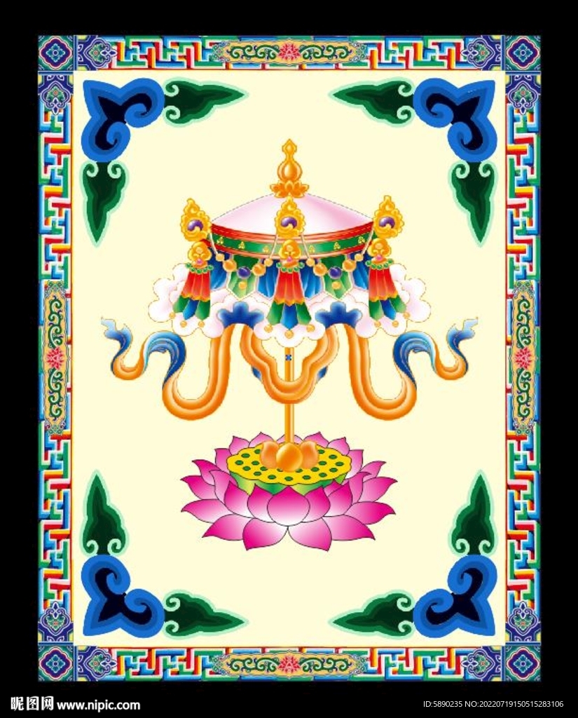 藏式风格八宝图展板