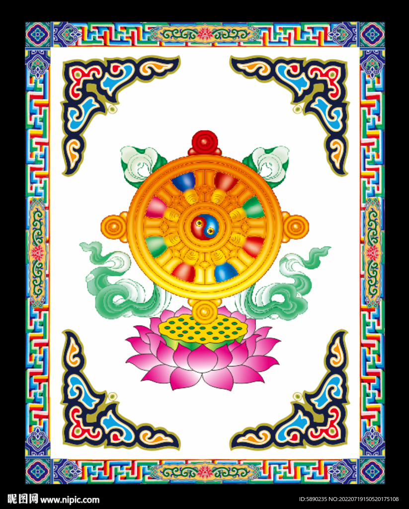 藏式风格八宝图展板