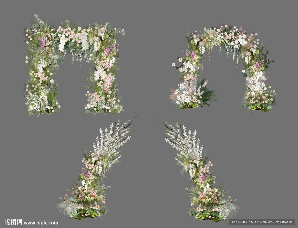 粉色花拱门素材效果图