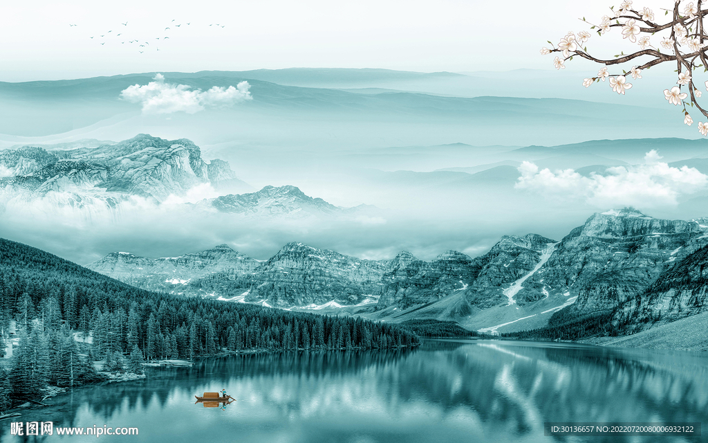 最新简约山水画 TiF分层