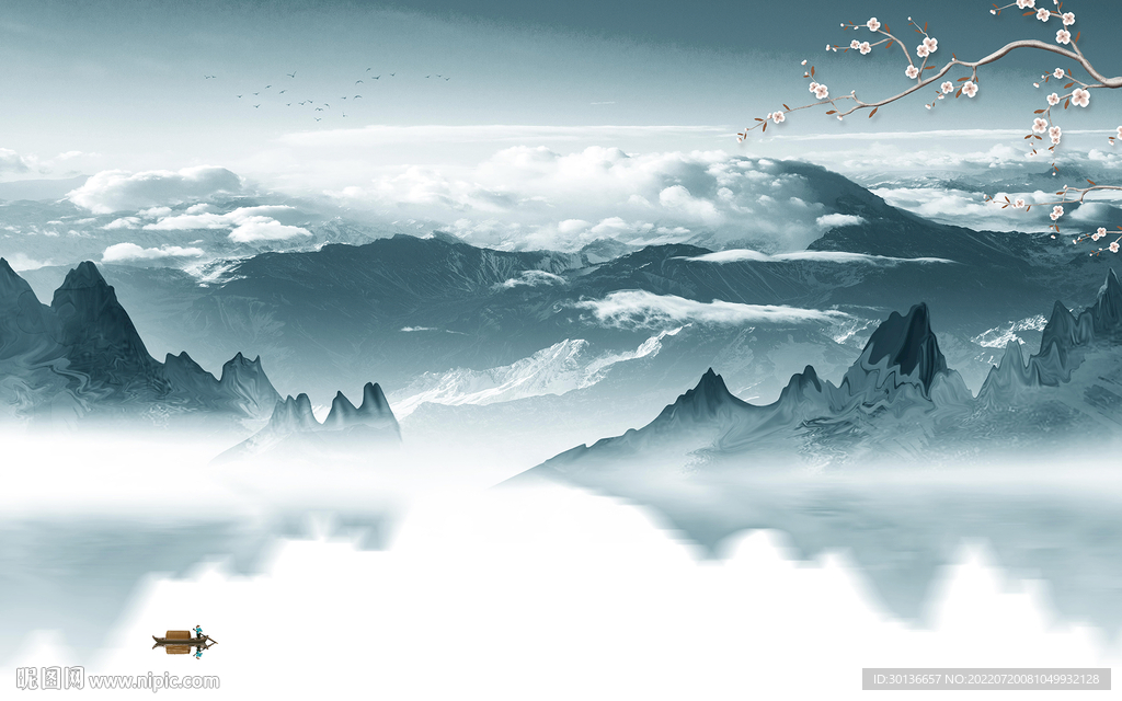 现代新简约山水画 TiF分层