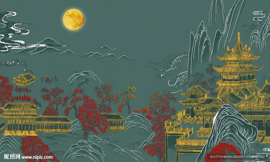 轻奢新中式山水肌理背景墙