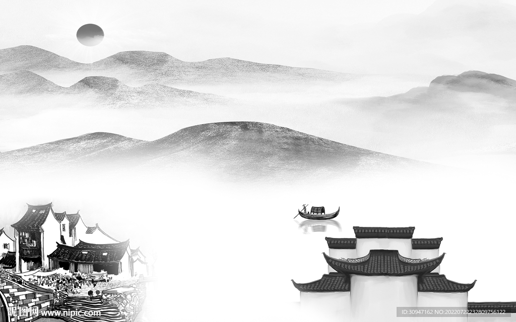 徽派 灰色新山水画 TIf分层