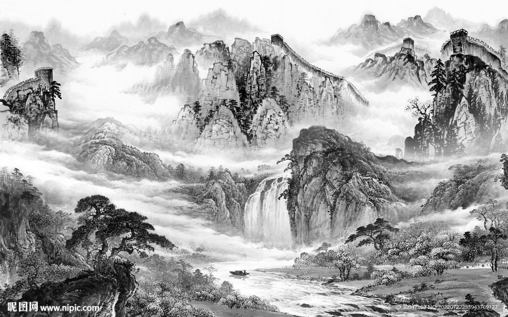 人气灰色新山水画 TIf分层