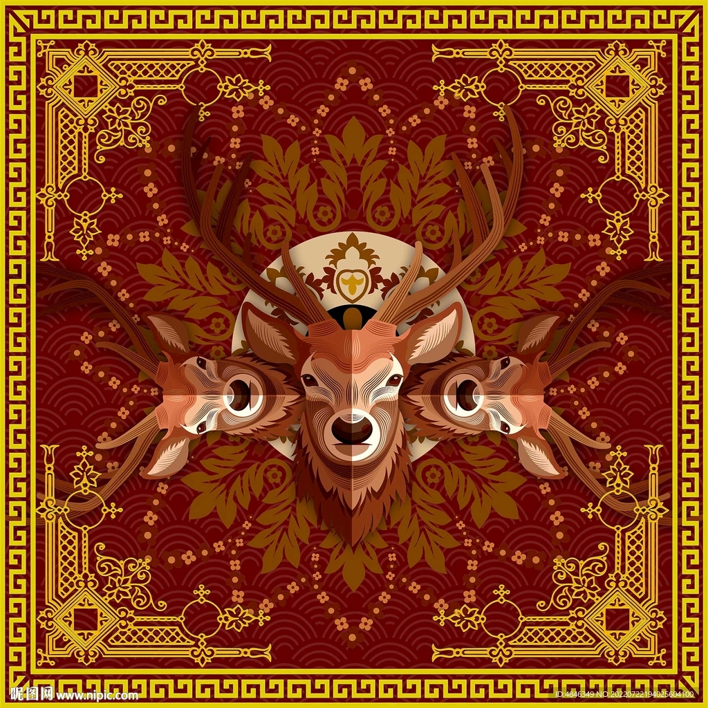 现代简约北欧鹿头装饰画